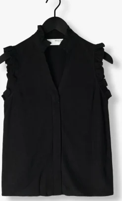 zwarte selected femme top slfviva sl ruffle top