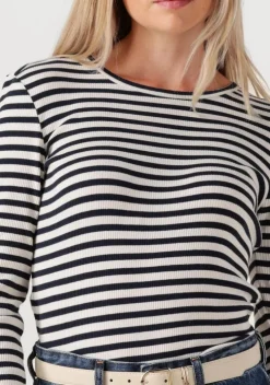 zwarte selected femme tops & t-shirts slfanna ls crew neck tee str