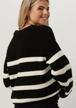 zwarte selected femme trui slfbloomie ls knit o-neck