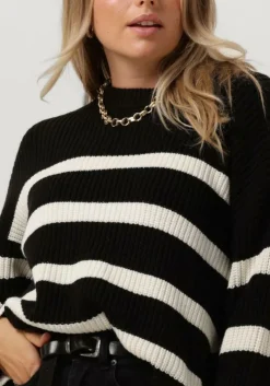 zwarte selected femme trui slfbloomie ls knit o-neck