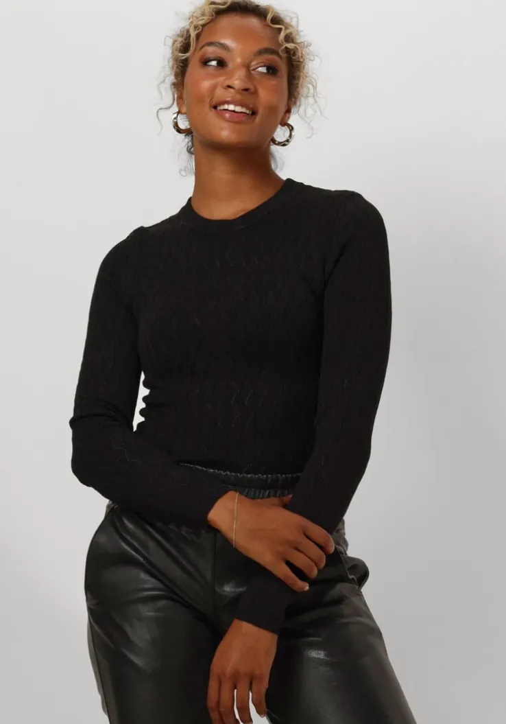 zwarte selected femme trui slfcabala ls knit o-neck