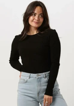 zwarte selected femme t-shirt anna ls crew neck tee