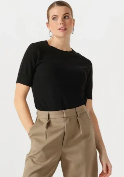 zwarte selected femme t-shirt slfelinna new ss knit top