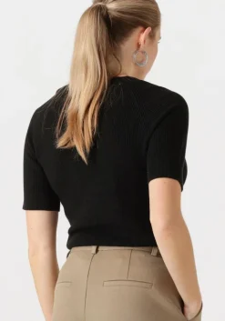 zwarte selected femme t-shirt slfelinna new ss knit top