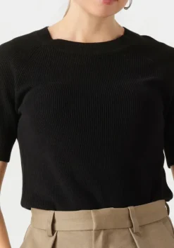 zwarte selected femme t-shirt slfelinna new ss knit top