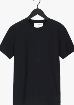zwarte selected femme t-shirt slfmyessential ss o-neck tee