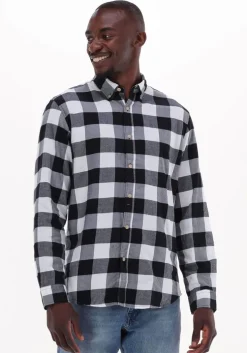 zwarte selected homme casual overhemd slimflannel shirt ls w naw
