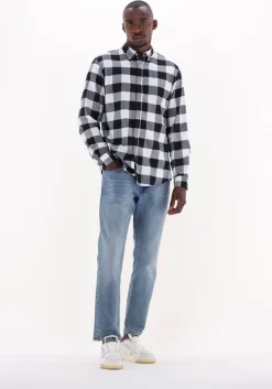 zwarte selected homme casual overhemd slimflannel shirt ls w naw