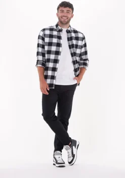 zwarte selected homme casual overhemd slimflannel shirt ls w naw