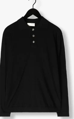 zwarte selected homme trui slhtray ls knit merino polo