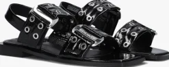 zwarte steve madden platte sandalen saria-e