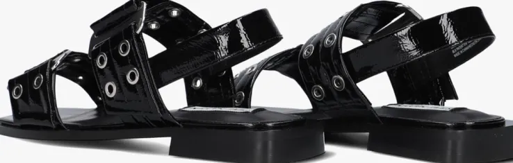 zwarte steve madden platte sandalen saria-e