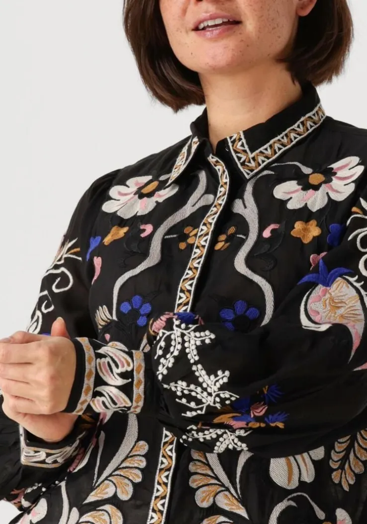 zwarte summum blouses blouse embroirered voile