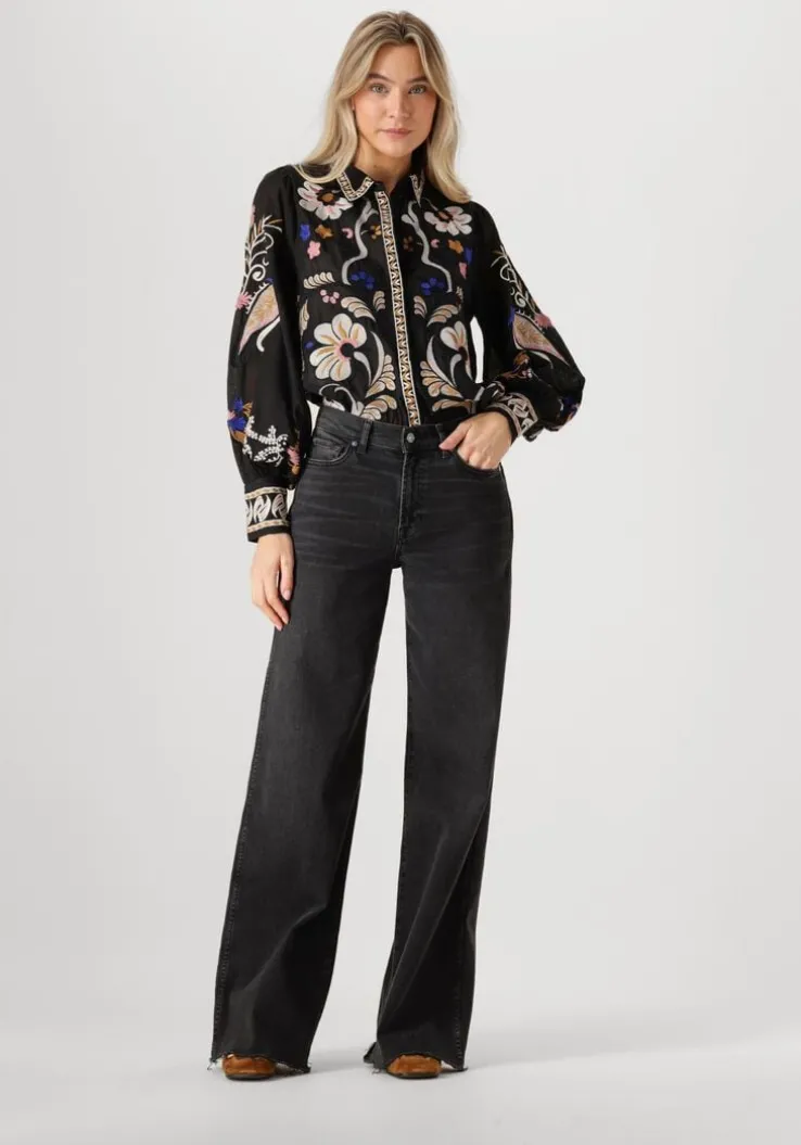 zwarte summum blouses blouse embroirered voile