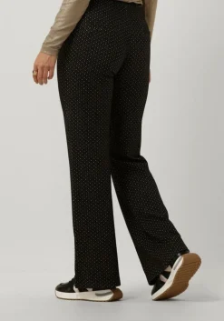 zwarte summum flared broek flared pants mini pattern jacquard
