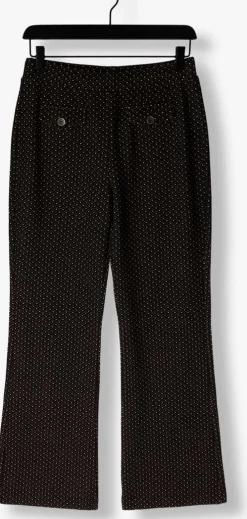 zwarte summum flared broek flared pants mini pattern jacquard