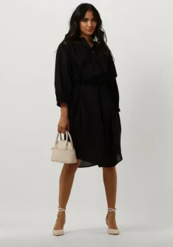 zwarte summum midi jurk dress cotton voile