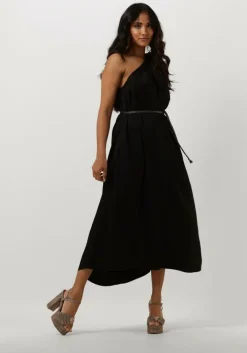 zwarte summum midi jurk dress quinty silky touch