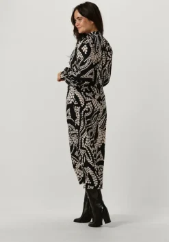 zwarte summum midi jurk dress irregular dots hammered