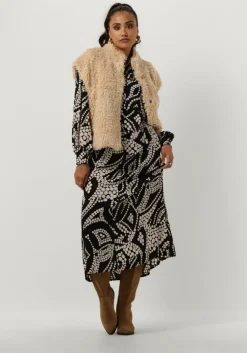 zwarte summum midi jurk dress irregular dots hammered