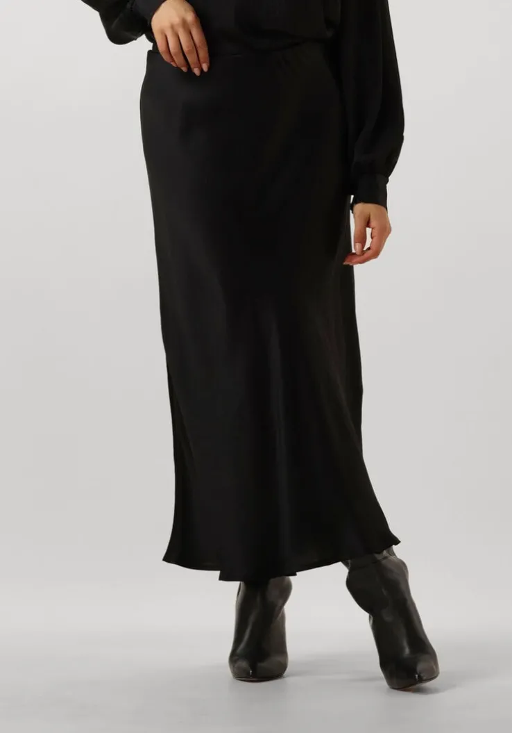 zwarte summum midirok skirt heavy silk touch