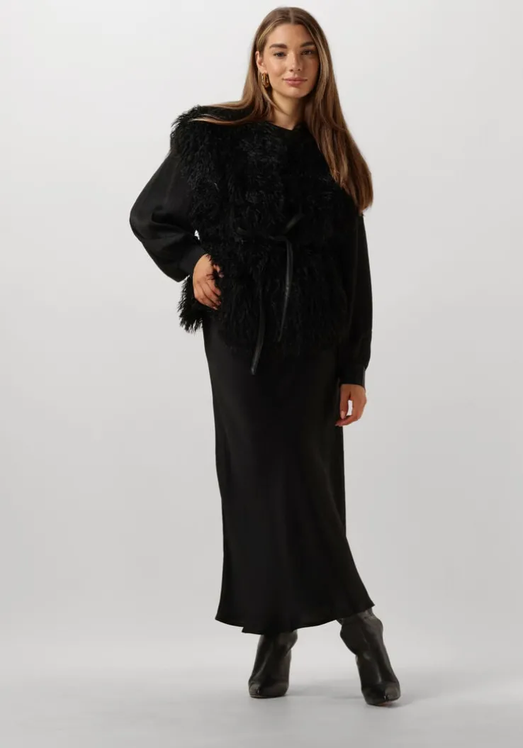 zwarte summum midirok skirt heavy silk touch