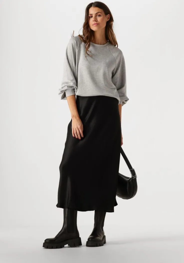 zwarte summum midirok skirt heavy silk touch