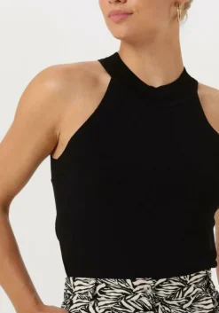 zwarte summum top tank top dull viscose polyamide knit