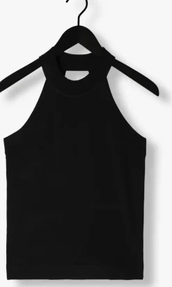 zwarte summum top tank top dull viscose polyamide knit
