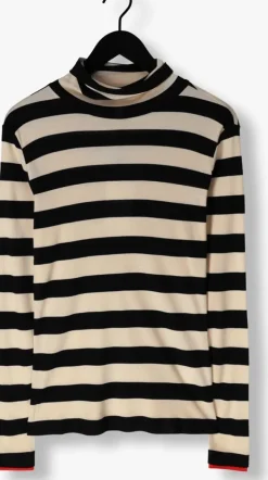 zwarte summum tops & t-shirts turtle neck top sheer jersey stripe