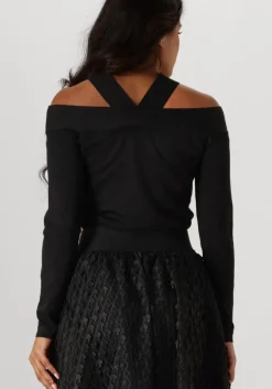 zwarte summum trui bare shoulder top dull