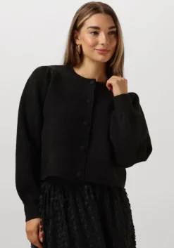 zwarte summum vest knitted cardigan leopard jacquard knit