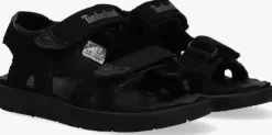 zwarte timberland platte sandalen perkins row 2-strap