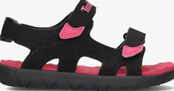 zwarte timberland platte sandalen perkins row 2-strap