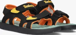 zwarte timberland platte sandalen perkins row 2-strap