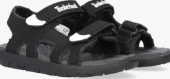 zwarte timberland platte sandalen perkins row 2-strap
