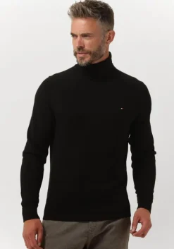 zwarte tommy hilfiger coltrui pima org ctn cashmere roll neck