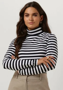 zwarte tommy hilfiger coltrui slim 5x2 rib roll-nk ls