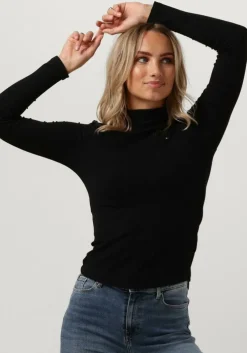 zwarte tommy hilfiger coltrui slim 5x2 rib roll-nk ls