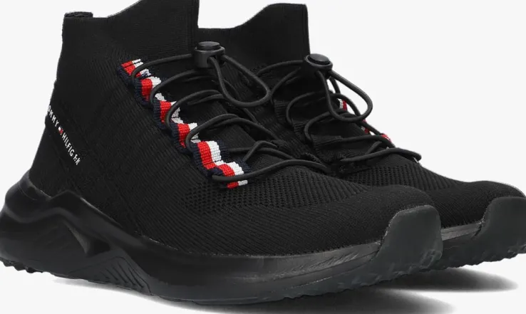 zwarte tommy hilfiger lage sneakers sock sneaker
