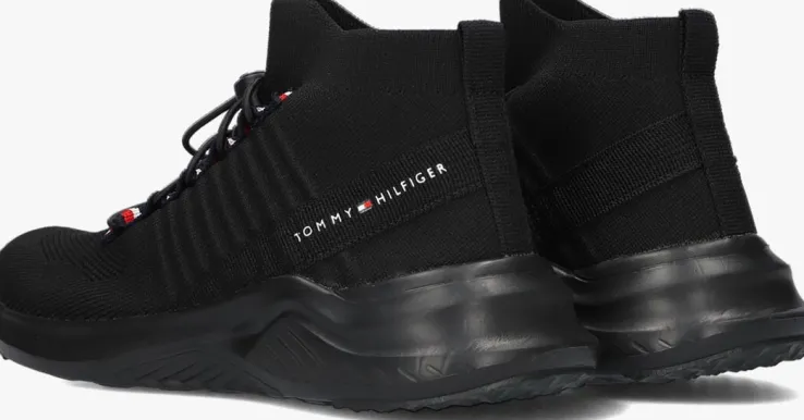 zwarte tommy hilfiger lage sneakers sock sneaker