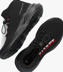zwarte tommy hilfiger lage sneakers sock sneaker