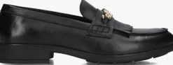 zwarte tommy hilfiger loafers th chain fringe leather loafer