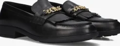 zwarte tommy hilfiger loafers th chain fringe leather loafer