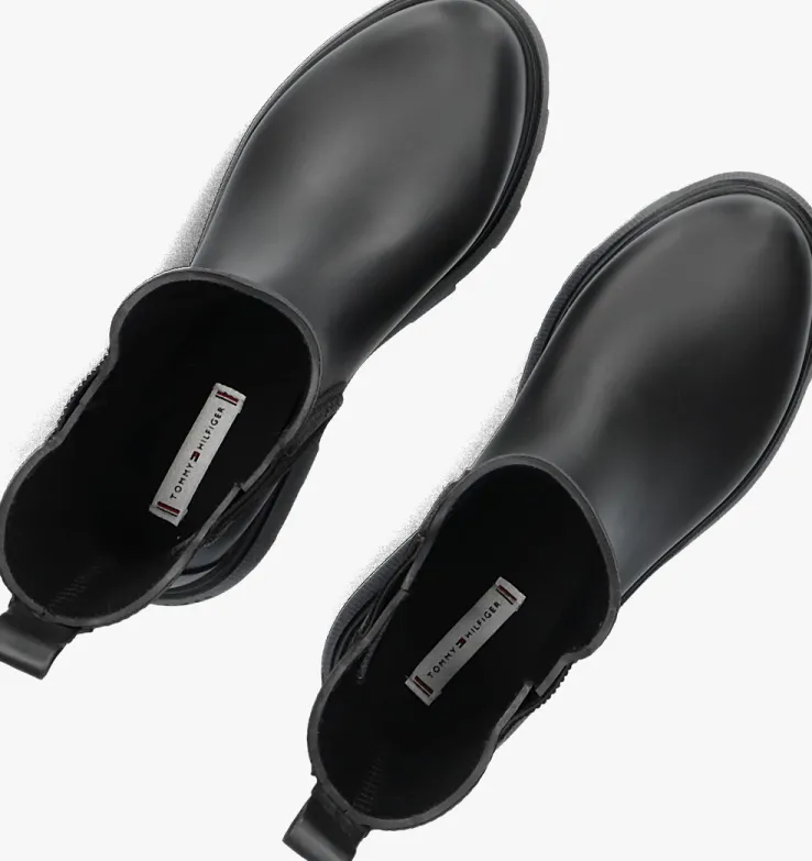 zwarte tommy hilfiger regenlaarzen rubber flag cleated rainboot