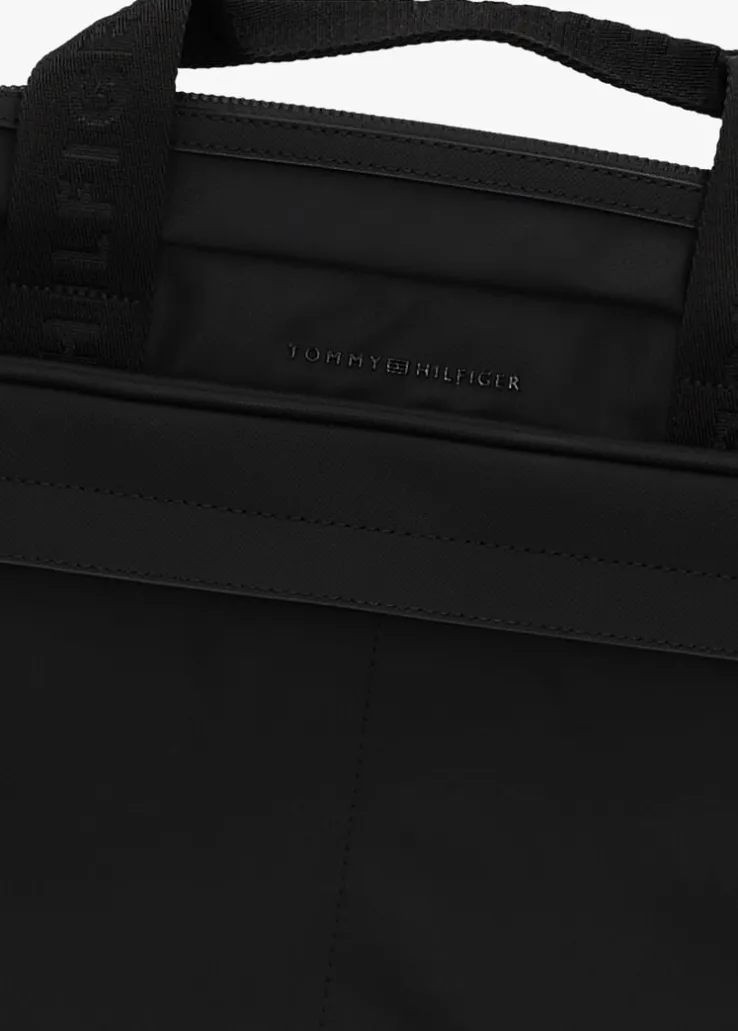 zwarte tommy hilfiger schoudertas th repreve computer bag