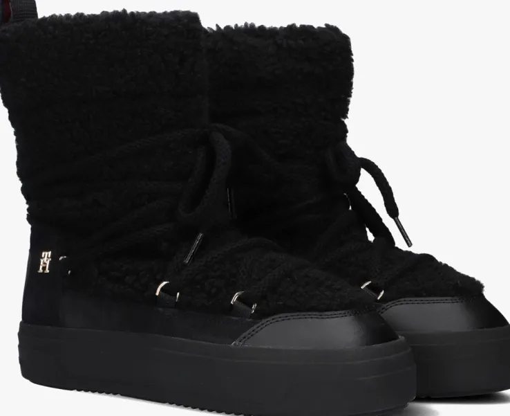 zwarte tommy hilfiger snowboots lace-up snowboot