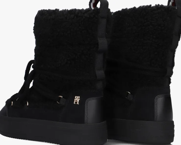 zwarte tommy hilfiger snowboots lace-up snowboot