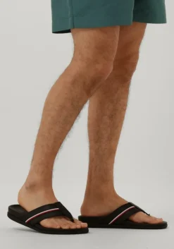 zwarte tommy hilfiger teenslippers hilfiger toe post