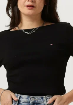 zwarte tommy hilfiger tops & t-shirts new cody slim boat-nk 3/4slv